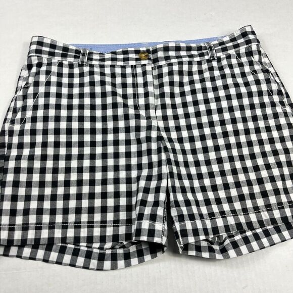 Talbots Weekend Chino Shorts 10P Black White Gingham Check Cotton Preppy Summer - Picture 2 of 11